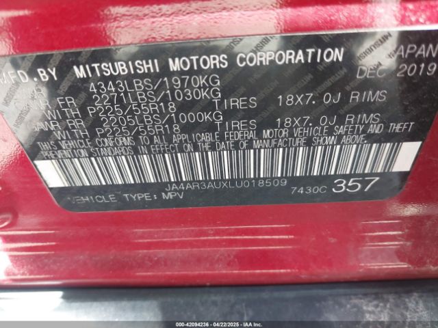 JA4AR3AUXLU018509 Mitsubishi Outlander Sport 2.0 Be Awc