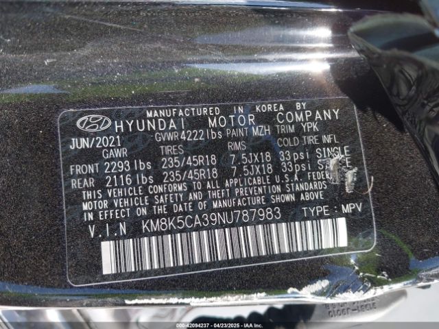 KM8K5CA39NU787983 Hyundai Kona Limited