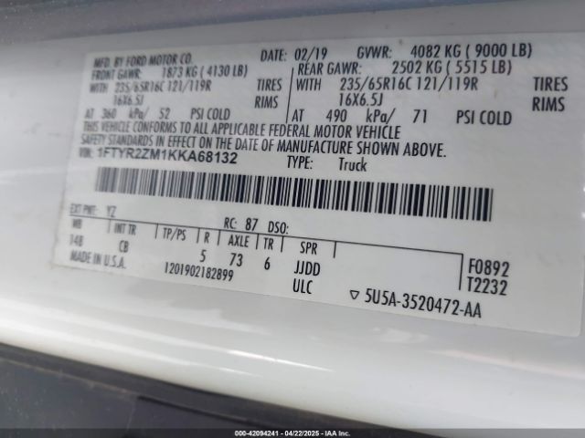2019 FORD TRANSIT-250 1FTYR2ZM1KKA68132 Photo 8