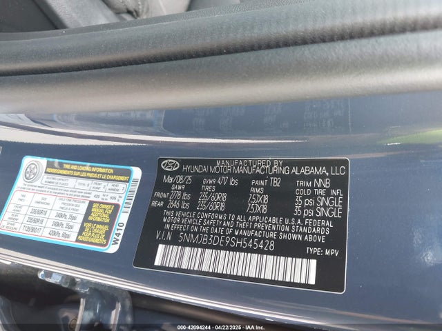 5NMJB3DE9SH545428 Hyundai gdi theta iii