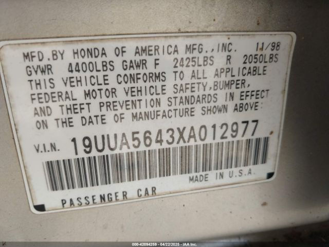 1999 ACURA TL 19UUA5643XA012977 Photo 8