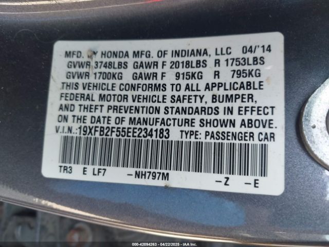 19XFB2F55EE234183 Honda Civic Lx