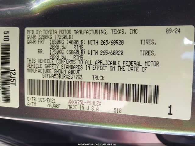 5TFWA5DB1RX237763 Toyota v35a-fts
