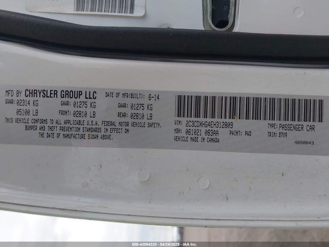 2C3CDXHG4EH312809 Dodge Charger Sxt