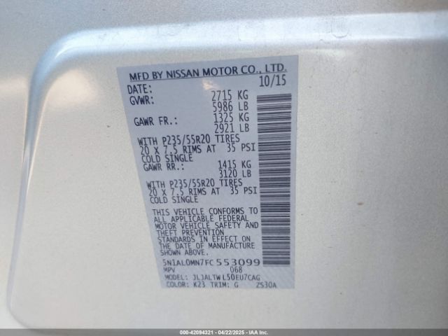 5N1AL0MN7FC553099 Infiniti QX60