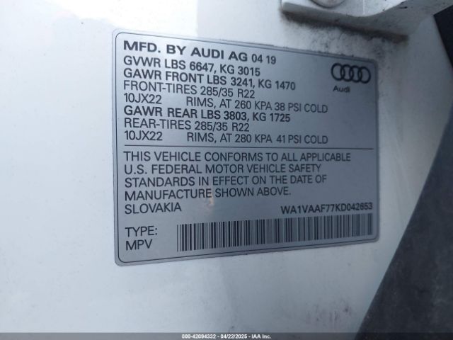 WA1VAAF77KD042653 Audi Q7 55 Premium