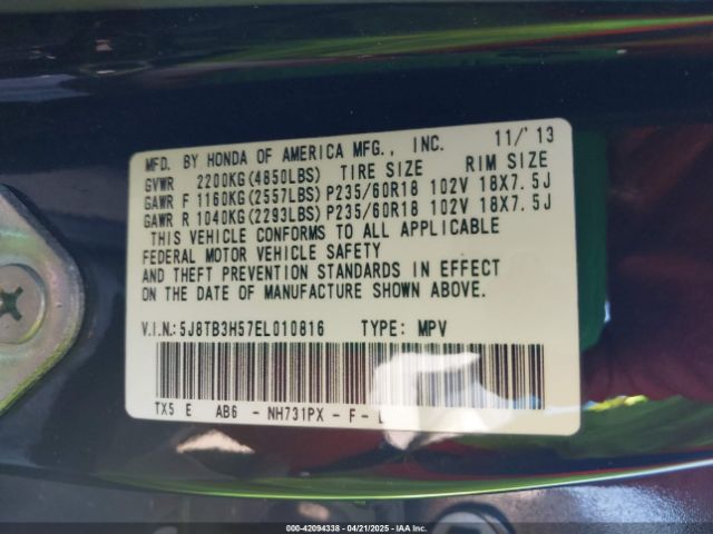 5J8TB3H57EL010816 Acura RDX