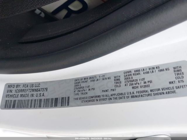 1C6RREFT2MN647379 RAM 1500