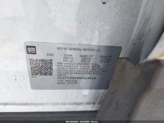 1G1FY6S0XN4114518 Chevrolet Bolt Euv Fwd Lt