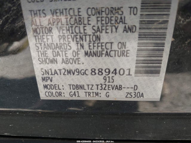 5N1AT2MV9GC889401 Nissan ROGUE SV