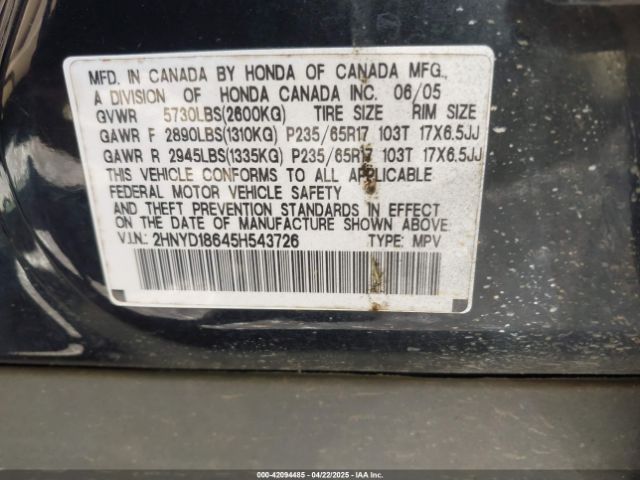 2005 ACURA MDX 2HNYD18645H543726 Photo 8