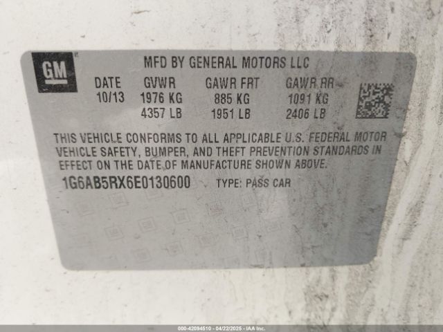 1G6AB5RX6E0130600 Cadillac ATS LUXURY