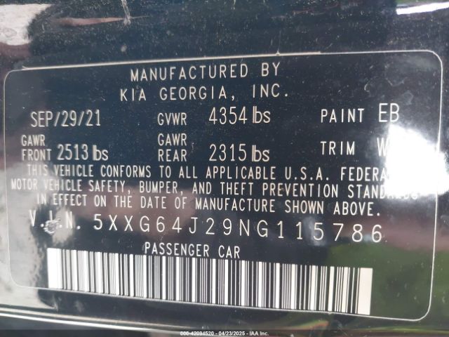 5XXG64J29NG115786 KIA K5 Gt-line