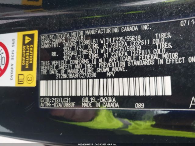 2T2BK1BA8FC270280 Lexus Rx 350 F Sport