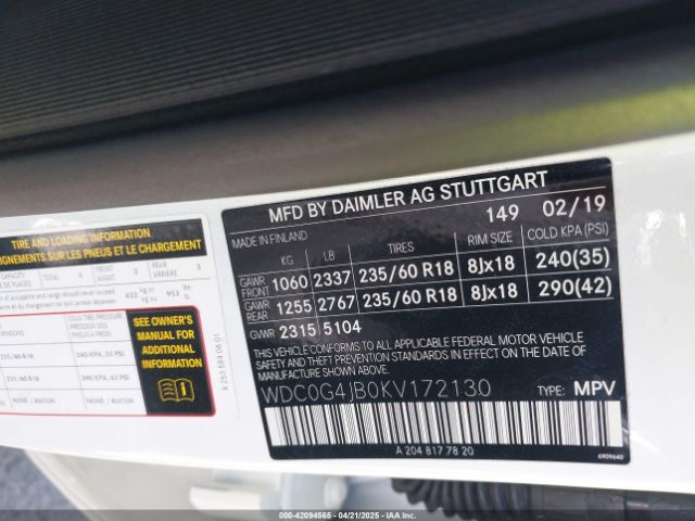 WDC0G4JB0KV172130 Mercedes-Benz GLC 300