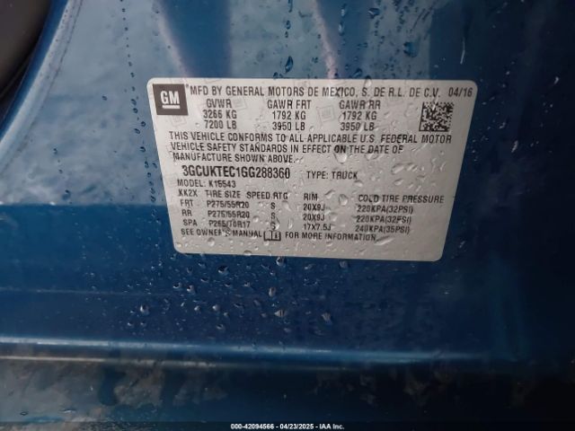 3GCUKTEC1GG288360 Chevrolet Silverado 1500 High Country