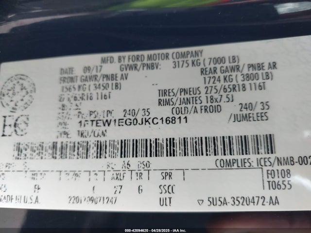 Ford F150 2018 1FTEW1EG0JKC16811 Image 21