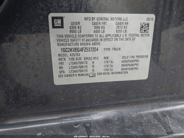 1GC2KVEG4FZ537254 Chevrolet l96