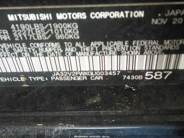 JA32V2FWXGU003457 Mitsubishi Lancer Es/se/sel