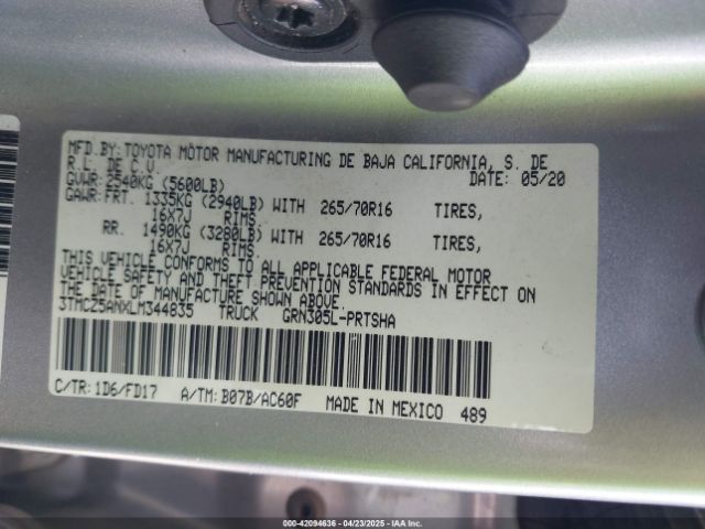 3TMCZ5ANXLM344835 Toyota Tacoma Trd Off-road