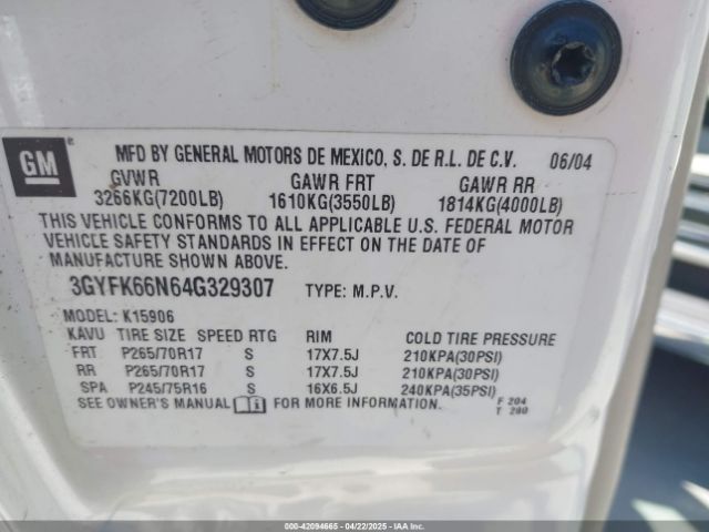 2004 CADILLAC ESCALADE ESV 3GYFK66N64G329307 Photo 8