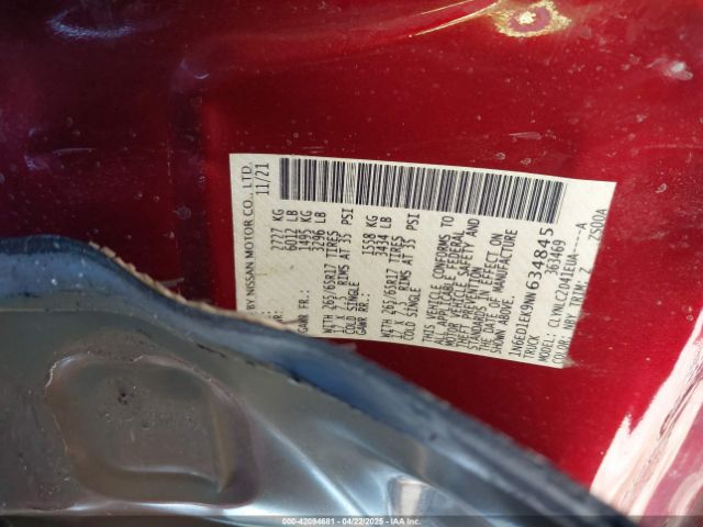 1N6ED1EK9NN634845 Nissan Frontier Sv 4x4