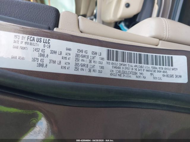 1C4RJEBG3JC472284 Jeep Grand Cherokee Limited 4x2