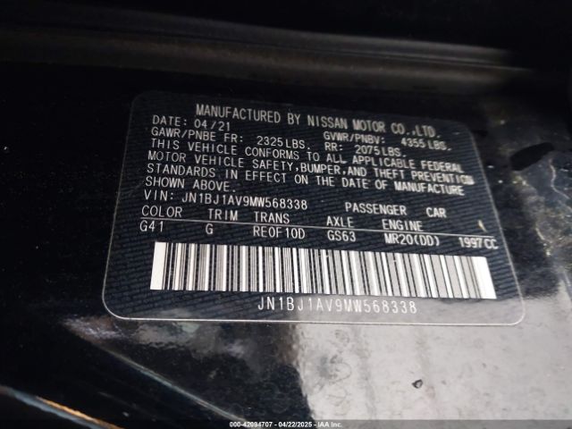 JN1BJ1AV9MW568338 Nissan Rogue Sport S Fwd Xtronic Cvt