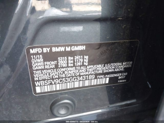 2016 BMW M5 WBSFV9C53GG343189 Photo 8