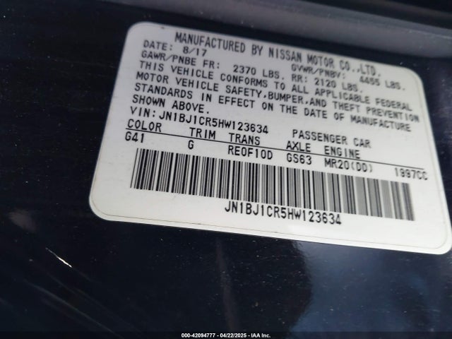 JN1BJ1CR5HW123634 Nissan Rogue Sport S