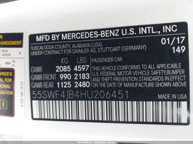 55SWF4JB4HU206451 Mercedes-Benz C 300 Luxury/sport