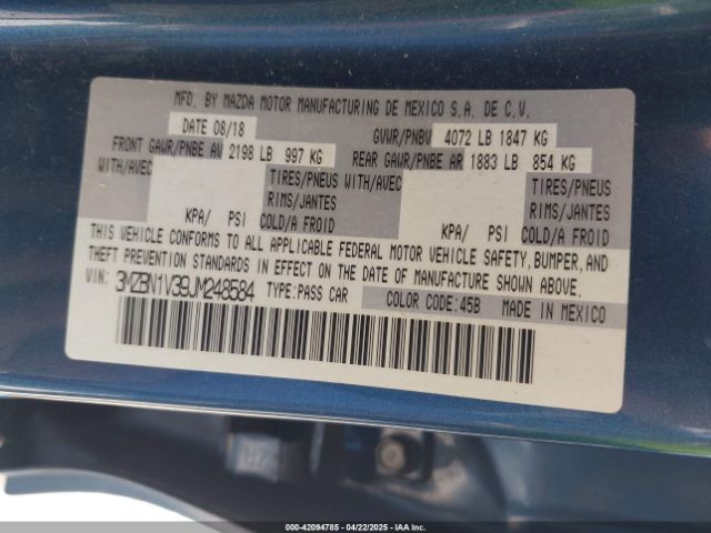 3MZBN1V39JM248584 Mazda Mazda3 Touring