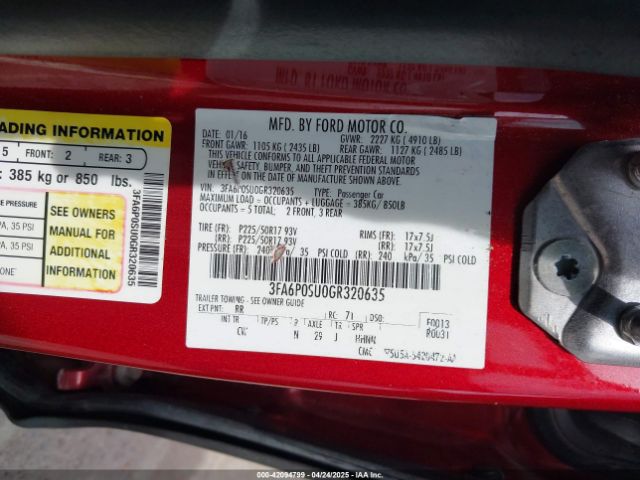 3FA6P0SU0GR320635 Ford Fusion Energi Titanium