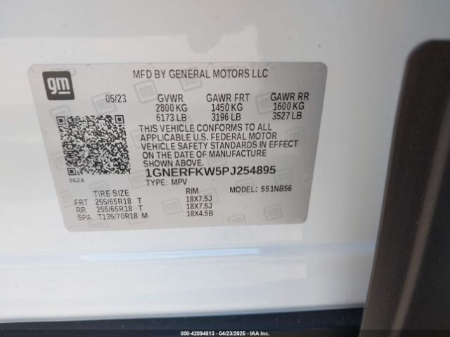 1GNERFKW5PJ254895 Chevrolet Traverse Fwd Ls