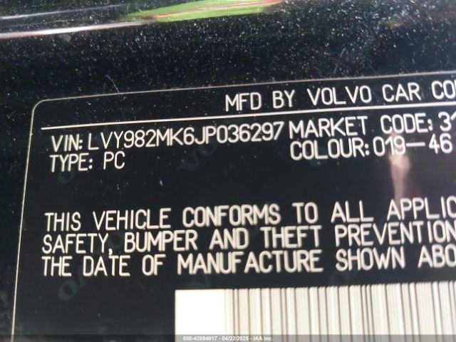 LVY982MK6JP036297 Volvo S90 T5 Momentum