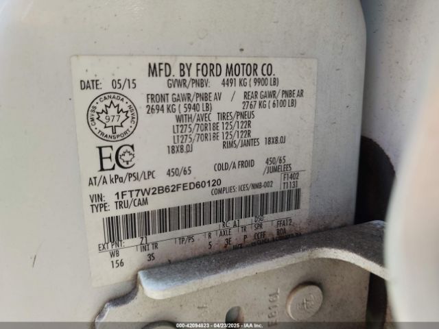 1FT7W2B62FED60120 Ford F-250 Xlt