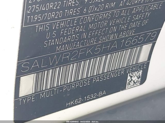 SALWR2FK5HA166579 Land Rover Range Rover Sport 3.0l V6 Turbocharged Diesel Hse Td6