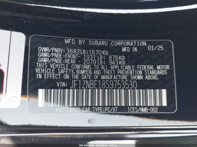 JF1ZNBE18S9753530 Toyota Gr86 Premium