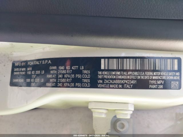ZACNJABB5KPK23491 Jeep Renegade Altitude Fwd