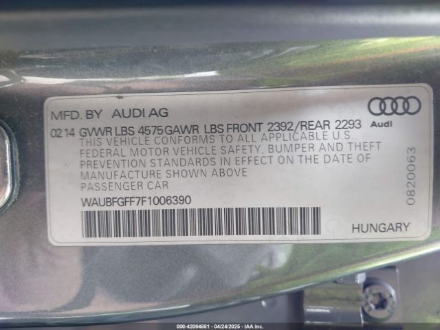 WAUBFGFF7F1006390 Audi A3 2.0t Premium