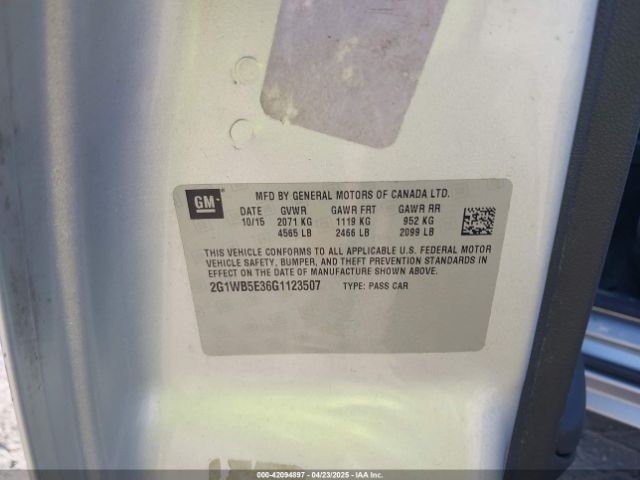 2G1WB5E36G1123507 Chevrolet Impala Limited Lt