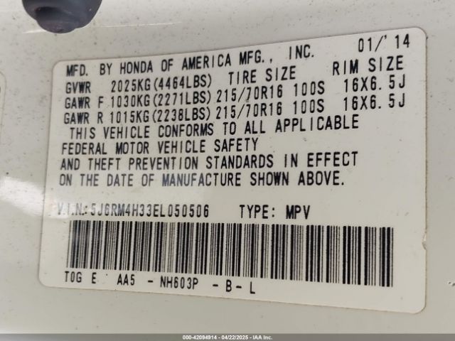 5J6RM4H33EL050506 Honda CR-V LX