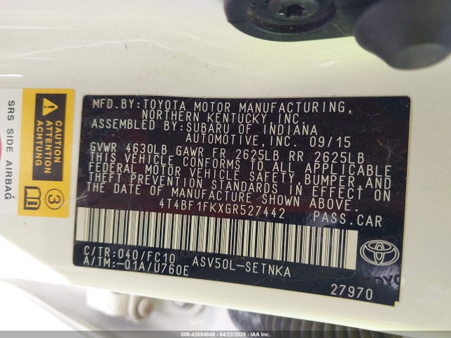 4T4BF1FKXGR527442 Toyota CAMRY LE