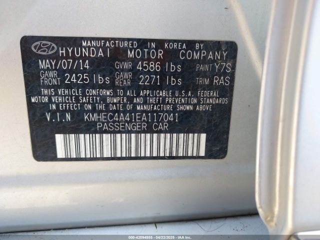 KMHEC4A41EA117041 Hyundai SONATA HYBRID