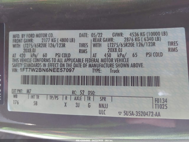Ford F-250 2022 1FT7W2BN6NEE57097 Image 9