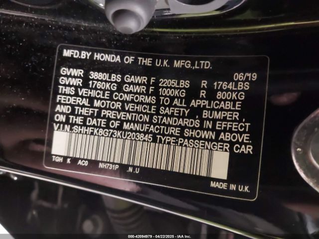 SHHFK8G73KU203845 Honda Civic Type R Touring