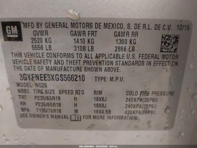 2016 CADILLAC SRX 3GYFNEE3XGS566210 Photo 8