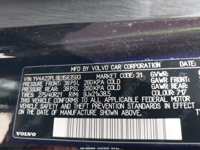 2020 VOLVO XC90 YV4A22PL9L1583593 Photo 8