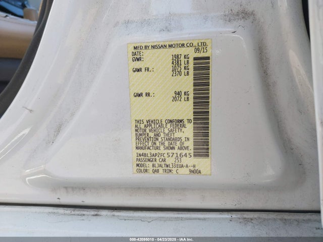 Nissan Altima 3.5 Sl 2015 1N4BL3AP2FC571645 Image 9