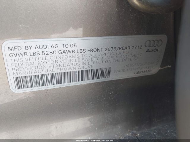 2006 AUDI A6 WAUDH74F86N095823 Photo 8